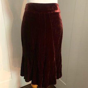 LOFT Velvet Skirt Burgundy Size M